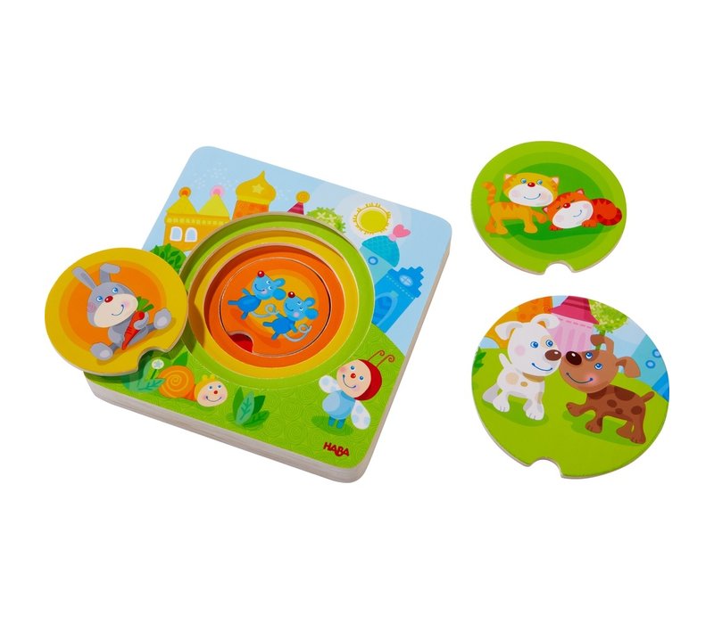 Haba Puzzle en Bois Bébés Animaux Multicolores