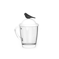 Qualy Sparrow Mug & Cover White-Black