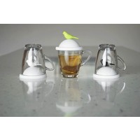 Qualy Sparrow Mug & Cover White-Black