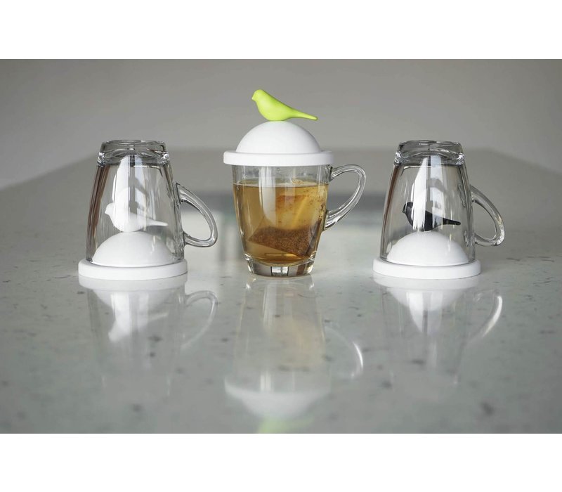 Qualy Sparrow Mug & Cover White-Black