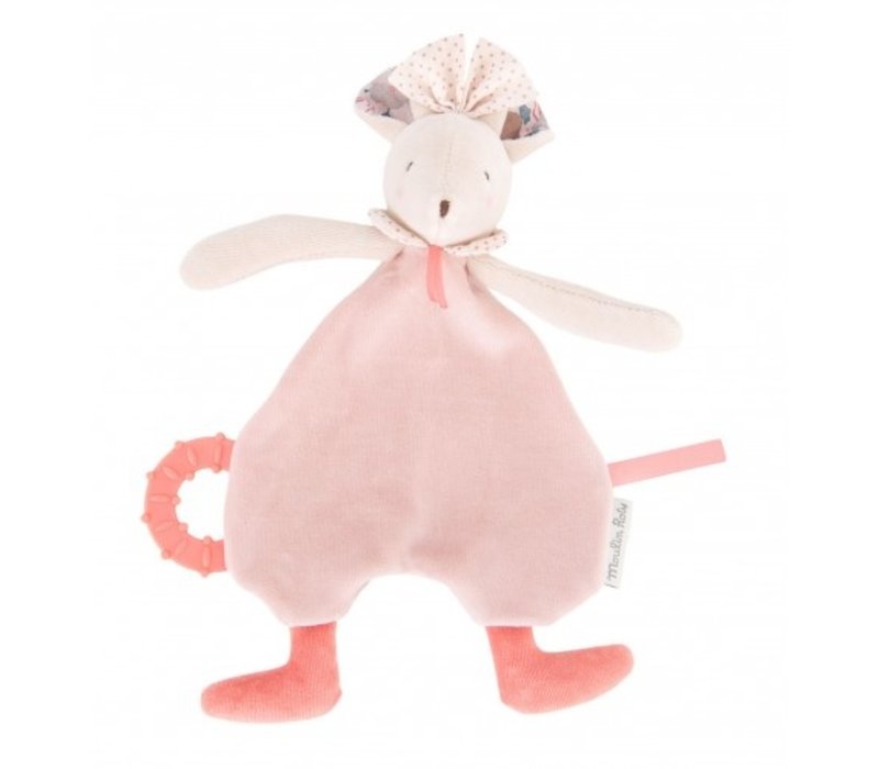 Moulin Roty 'Il Était Une Fois ' Doudou avec Anneau Dentaire Souris Rose