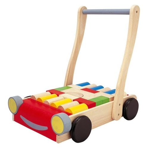Plan Toys Loopwagen Auto met Bouwblokken 