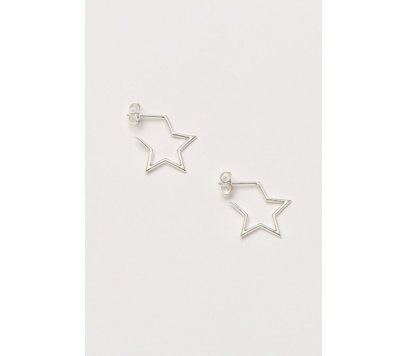 Estella Bartlett Boucles D'Oreilles Hoop Open Star Argenté