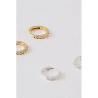 Estella Bartlett Pave Set Hoop Earrings Gold Plated with White Cubic Zirkonia