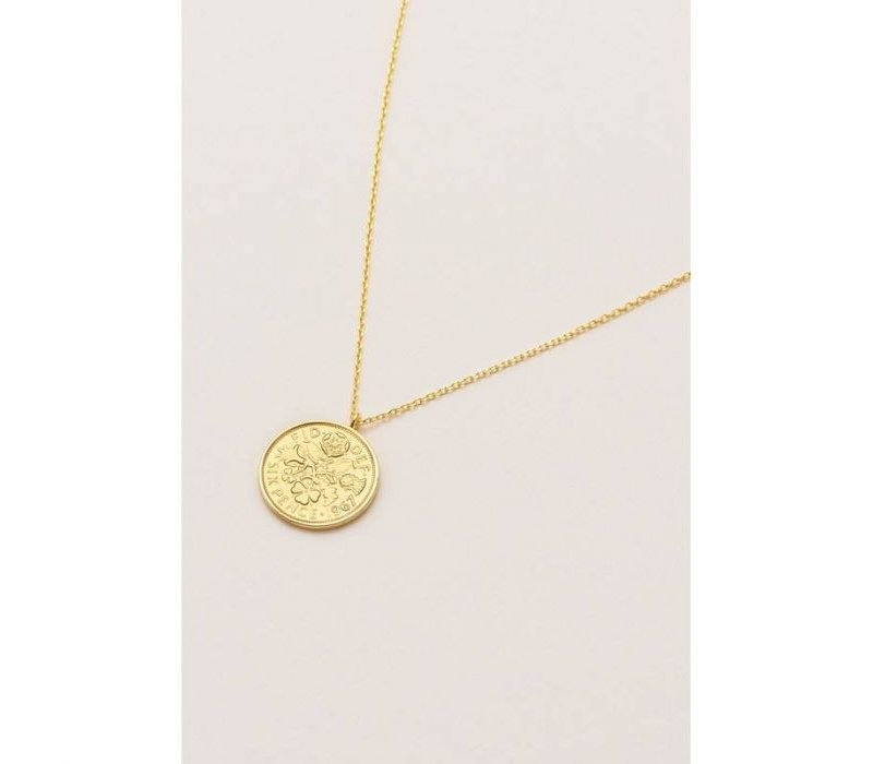 Estella Bartlett Lucky 6 Pence Necklace Gold Plated