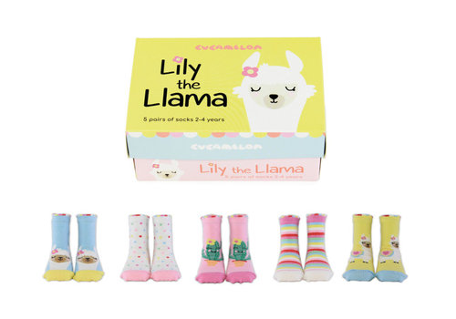 Odd Socks ODD Socks Lily the Lama Box met 5 paar kindersokken 2 - 4 jaar