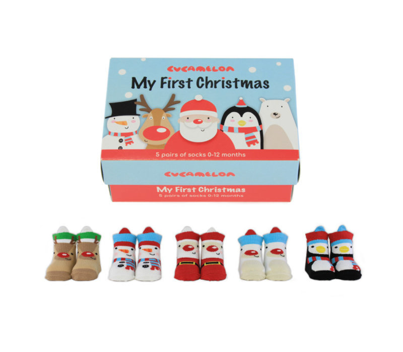 ODD Socks My FirstX-Mas Box with 5 Pairs of Childrens Socks 0 to 12 months