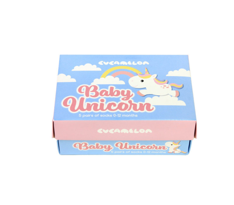 ODD Socks Unicorn Box met 5 paar kindersokken 0 - 12 maanden