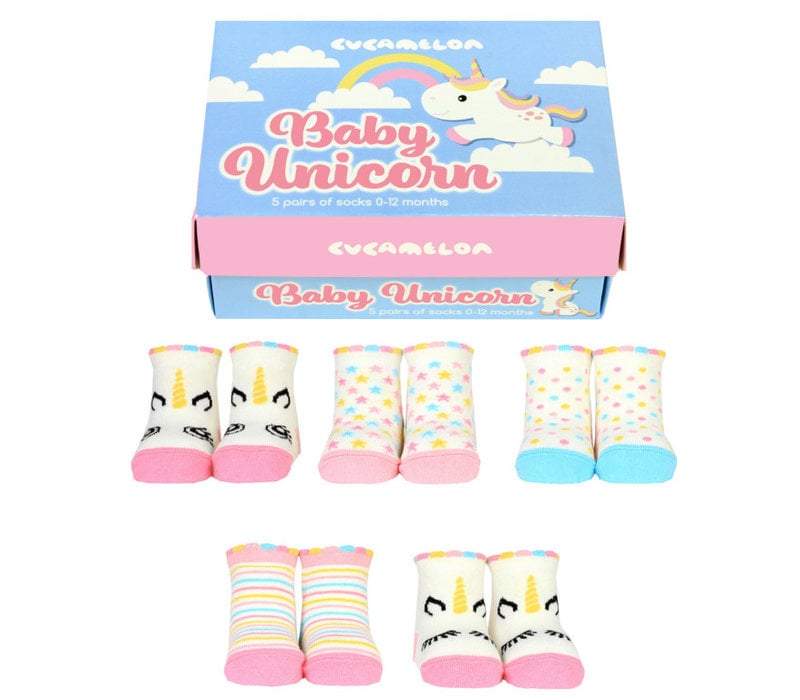 ODD Socks Unicorn Box with 5 Pairs of Childrens Socks 0 to 12 months