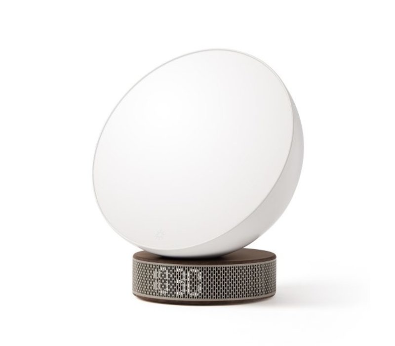 Lexon Miami Sunrise Clock & Light White/Wood