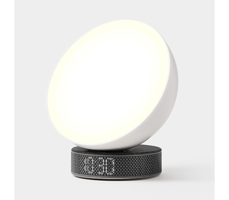 Lexon Miami Sunrise Clock & Light White/Black Marble