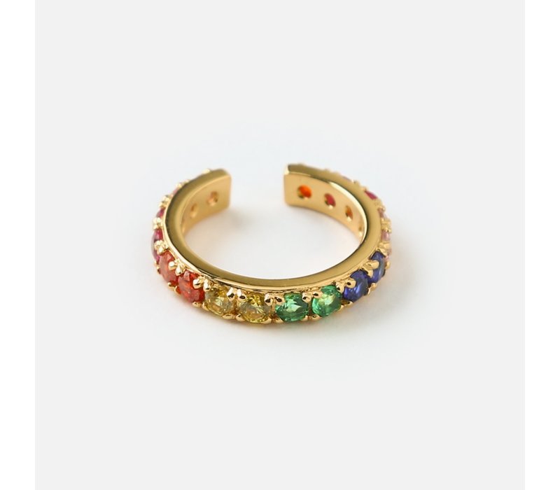 Orelia Boucle D'Oreille Fine Pave Rainbow Ear Cuff