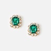 Orelia Orelia Gem Crystal Stud Earrings Emerald