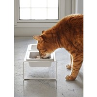 Yamazaki Pet Food Bowl Stand Set White