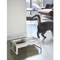 Yamazaki Pet Food Bowl Stand Set White