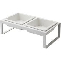 Yamazaki Pet Food Bowl Stand Set White