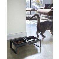 Yamazaki Pet Food Bowl Stand Set Black