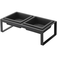 Yamazaki Pet Food Bowl Stand Set Black