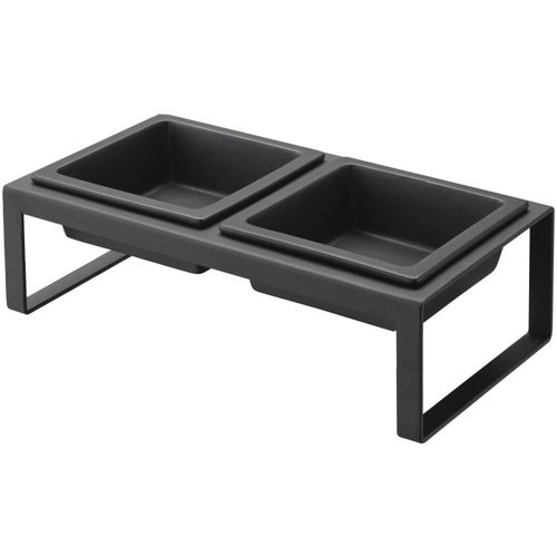 Yamazaki Pet Food Bowl Stand Set Black 