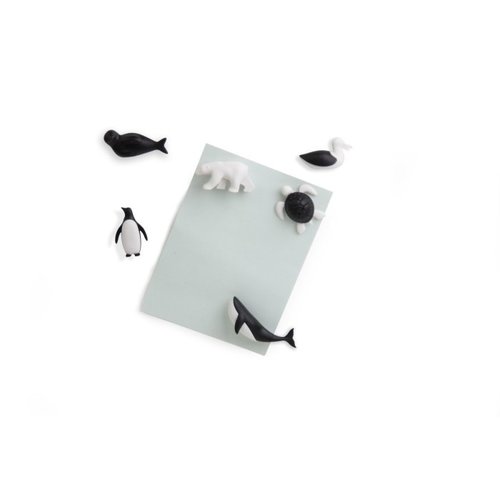 Qualy Save Ocean Magnets - set de 6 - Noir/Blanc 