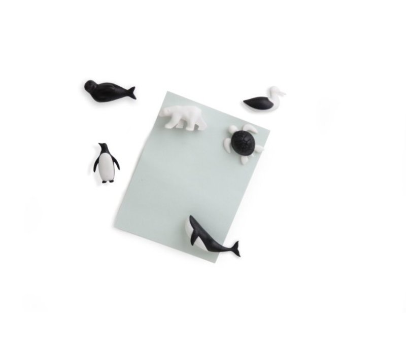 Qualy Save Ocean Magnets - set de 6 - Noir/Blanc