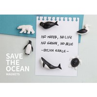 Qualy Save Ocean Magnets  set van 6 Zwart/Wit