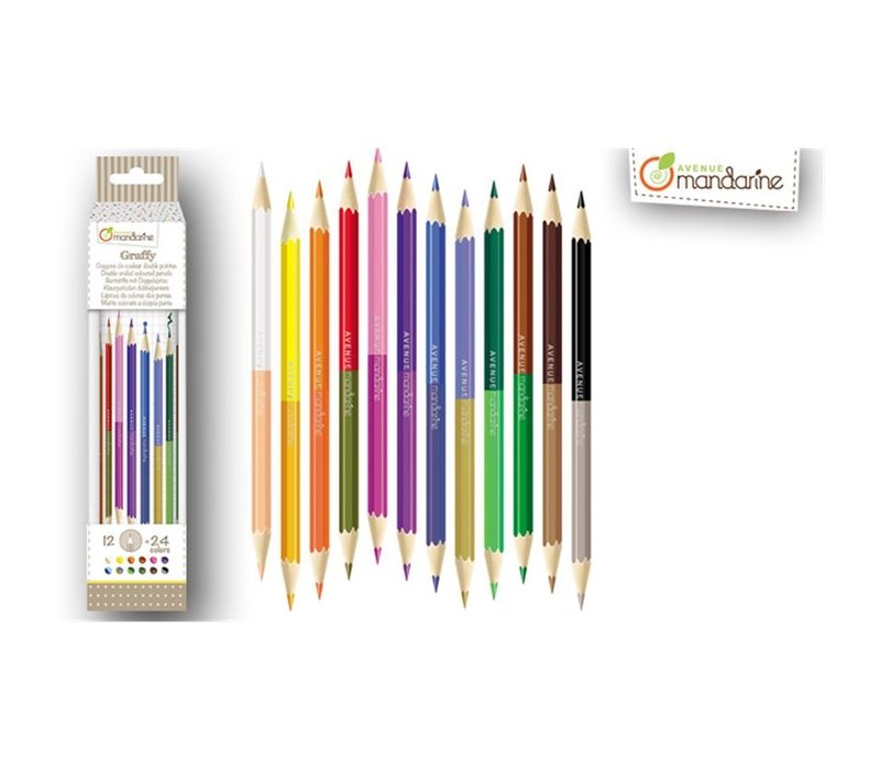 Avenue Mandarine Crayons de Couleur Double Pointes 12 pcs