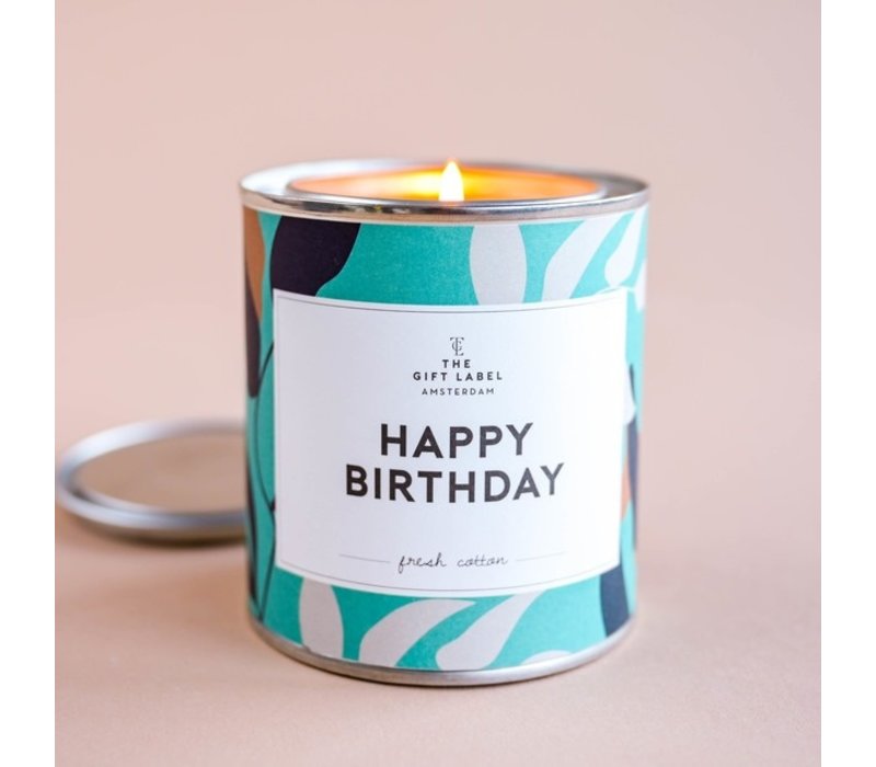 The Gift Label Scented Candle Tin 90g  Happy Birthday fresh cotton