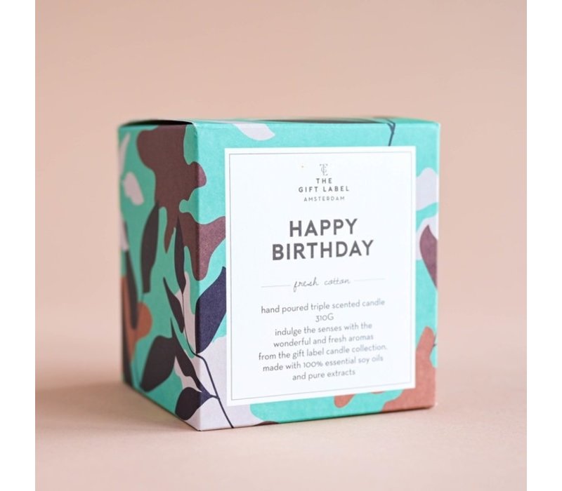 The Gift Label Scented Candle Tin 90g  Happy Birthday fresh cotton