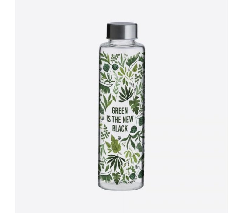 Typhoon Pure Glass Bottle Green is The New Black 600 ml