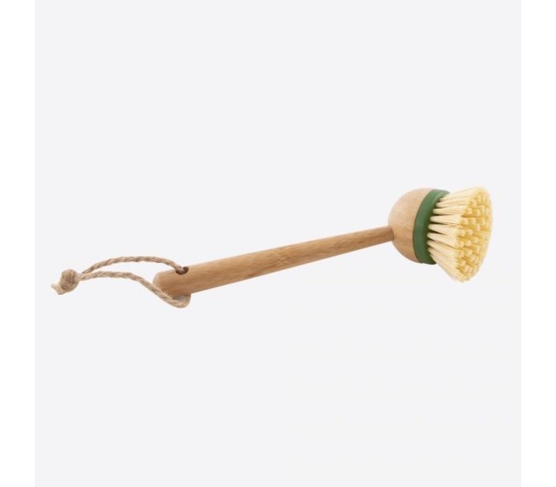 Point-Virgule Brosse à Vaisselle avec Tête Amovible et Poignée en Bambou 23 cm