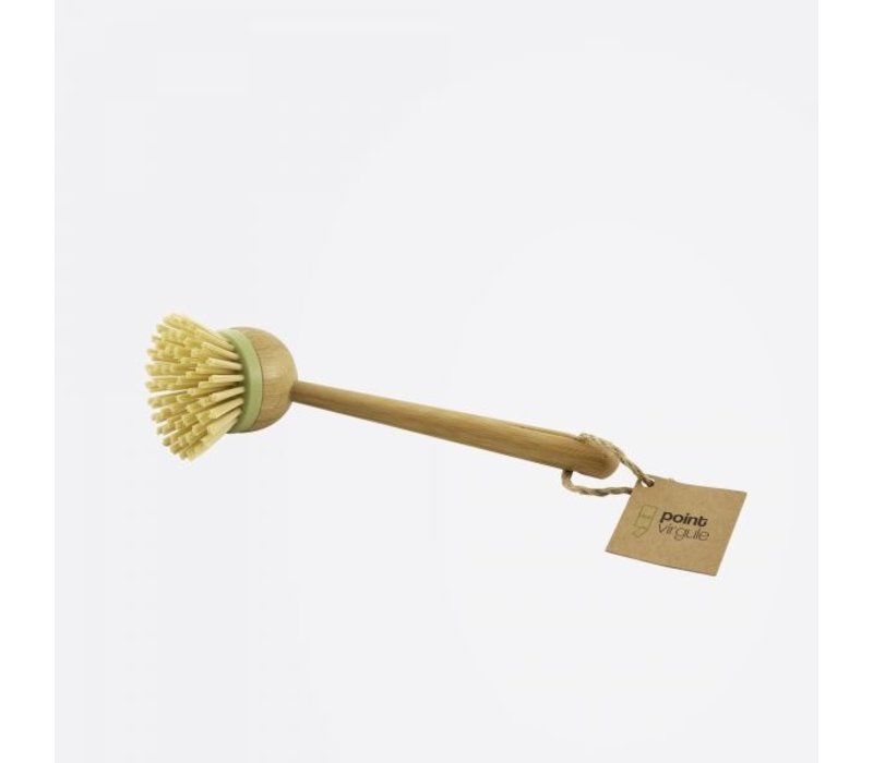 Point-Virgule Brosse à Vaisselle avec Tête Amovible et Poignée en Bambou 23 cm