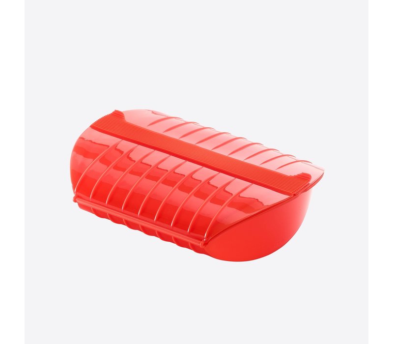 Lekue Steam Case for Microwave for 3-4 pers Silicone Red