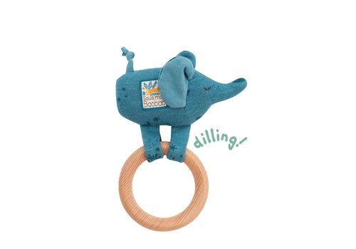 Moulin Roty Moulin Roty Wooden Ring Rattle Elephant 'Sous mon Baobab'