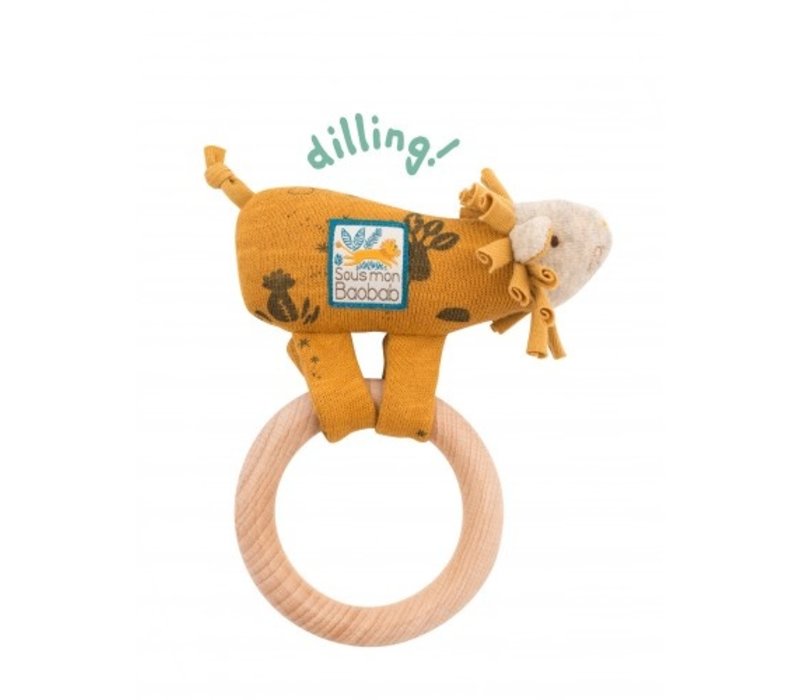 Moulin Roty Wooden Ring Rattle Lion 'Sous mon Baobab'