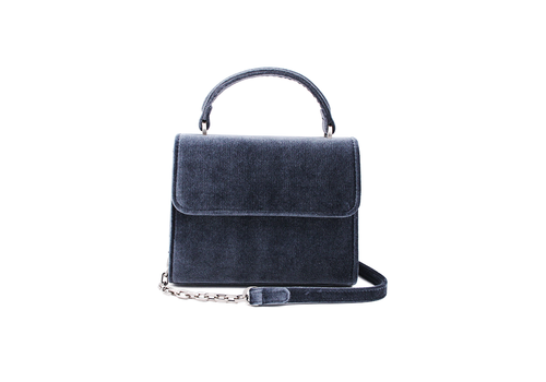 Denise Roobol Denise Roobol "Mini Handle Bag" Velours Bleu Foncé