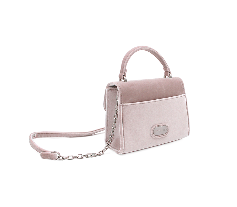 Denise Roobol Mini Handle Bag Nude Fluweel