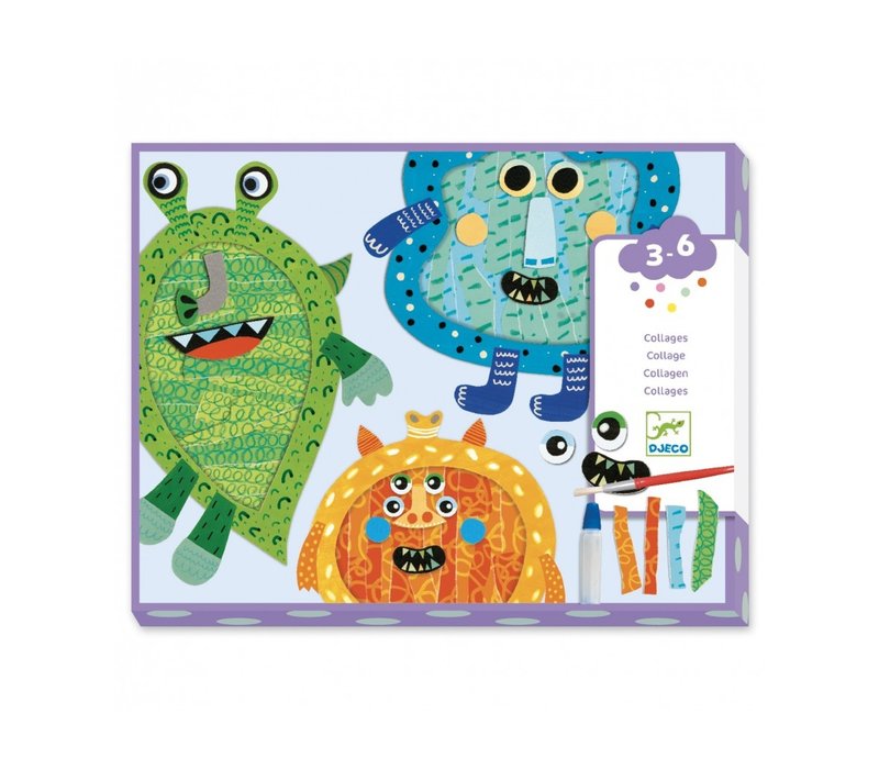 Djeco Collage Tear and Stick Happy Monsters