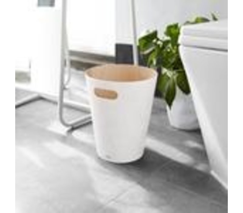 Umbra Woodrow Waste Can White/Wood