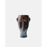 Present Time Plant Pot Mask Long 27 cm Porcelain Dark Brown