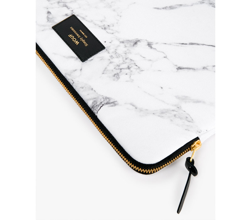 WOUF White Marble Laptop Hoes 13"