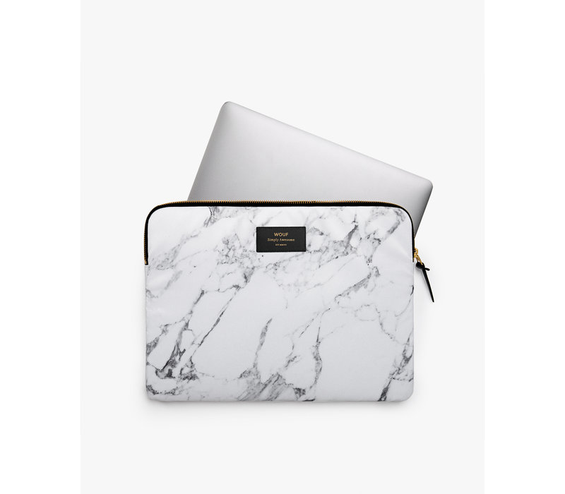 WOUF White Marble Laptop Hoes 13"