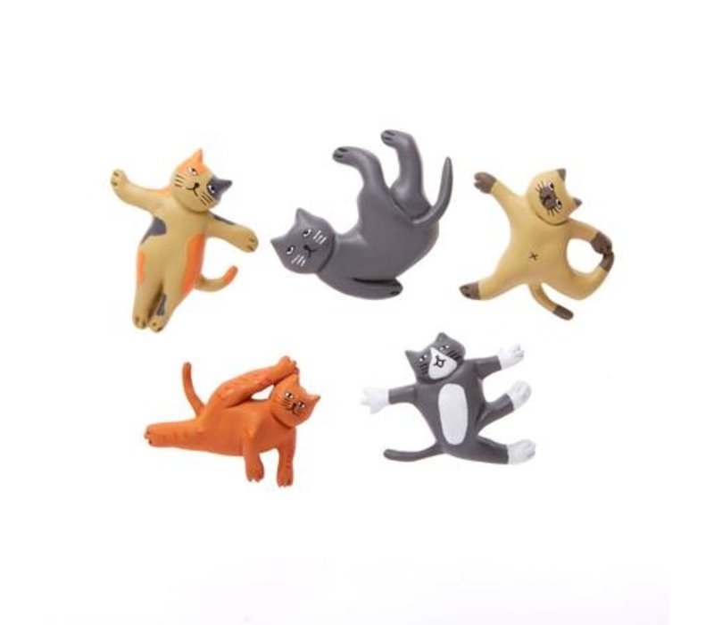 Kikkerland Set of 5 Cat Yoga Magnets