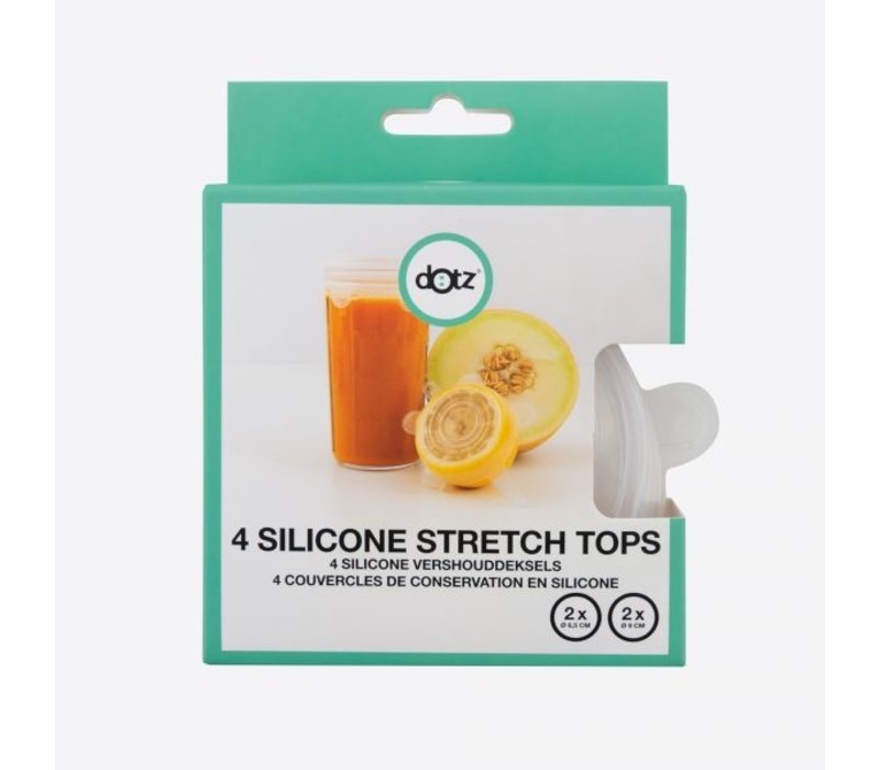 Dotz Set of 4 Silicone Reusable Stretch Tops 2 x 6,5 cm + 2 x 9 cm