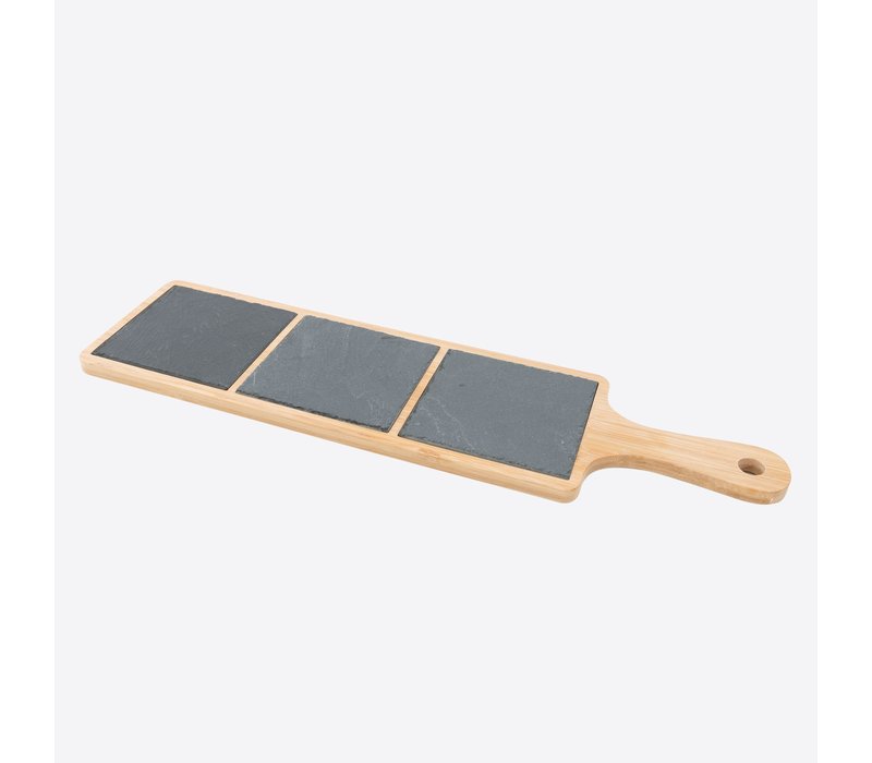 Point-Virgule Bamboo and Slate Serving Board with Handle 44 cm