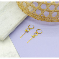 Label Kiki Boucles d'Oreilles Small Cross Hoop Gold