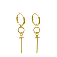 Label Kiki Oorbellen Small Cross Hoop Gold