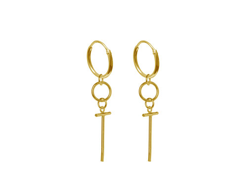 Label Kiki Label Kiki Boucles d'Oreilles Small Cross Hoop Gold