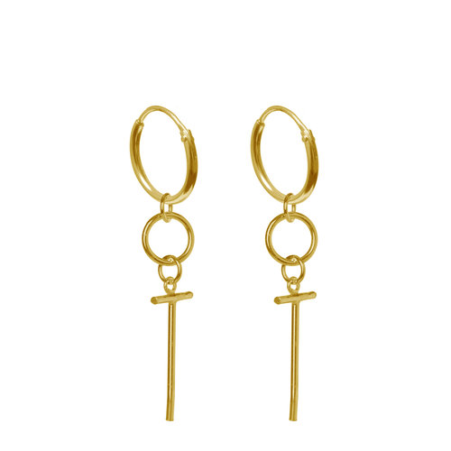 Label Kiki Oorbellen Small Cross Hoop Gold 