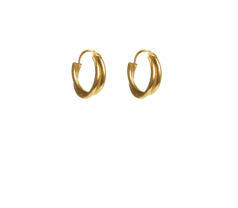 Label Kiki Boucles d'Oreilles Gold Double Twisted Hoops